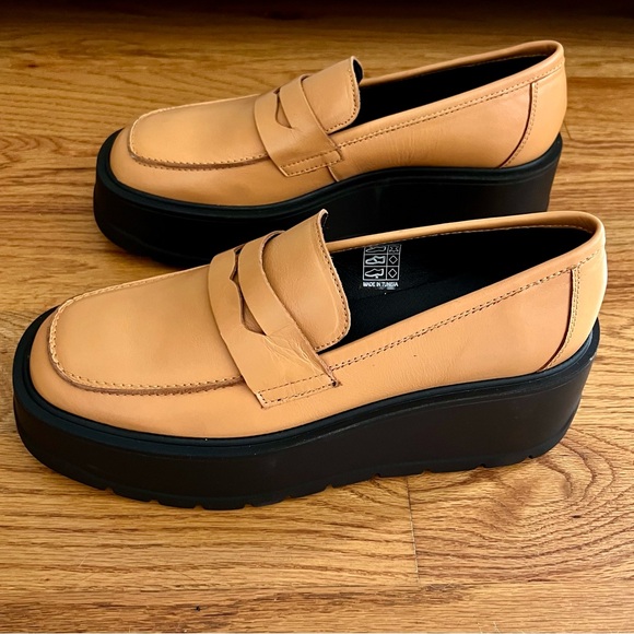 Free People Nico Platform Lug Loafer 39 Camel Leather Wedge 8.5 New without box - Picture 8 of 11